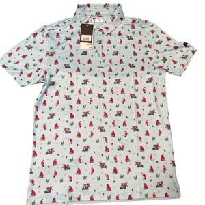 YATTA GOLF Men Size Small Polo Shirt Santa Swing‎ Ice Print Short Sleeve